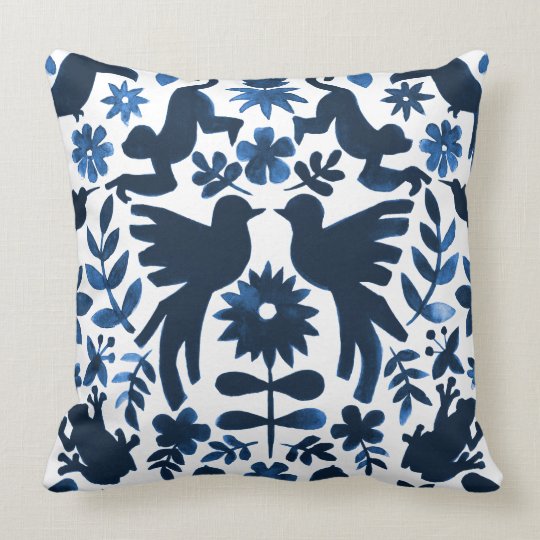 Mexican Otomi Wedding Ring Bearer Pillow Navy Zazzle Com