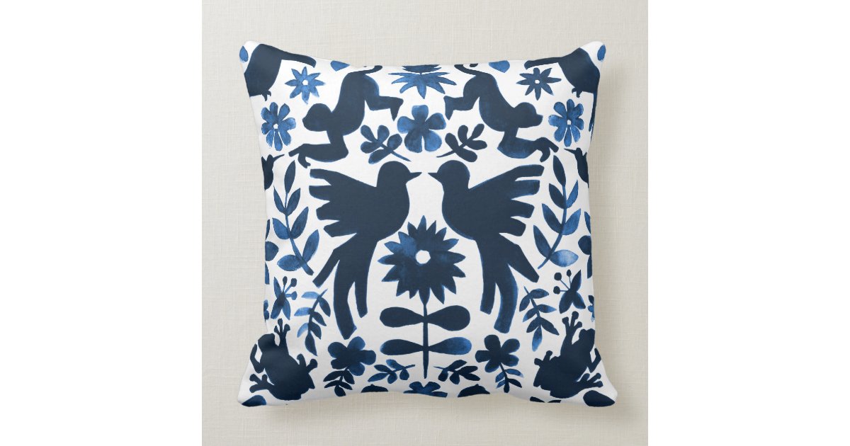 Mexican Otomi Wedding Ring Bearer Pillow Navy Zazzle Com