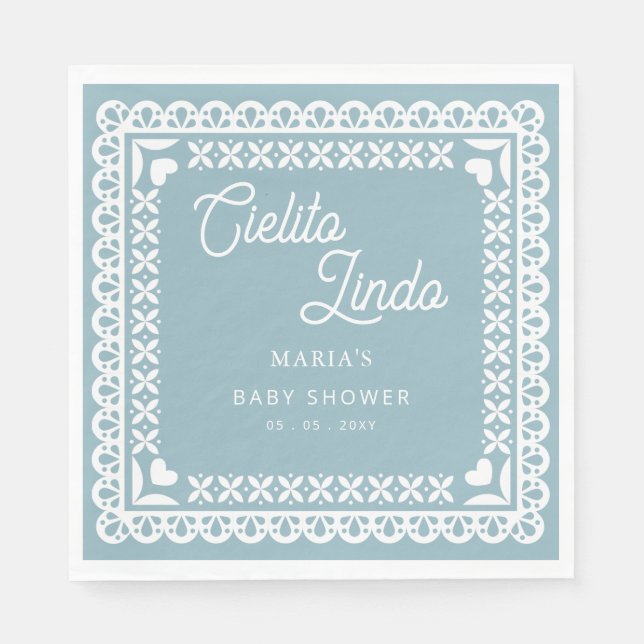 Mexican Papel Picado Cielito Lindo Baby Shower Napkins (Front)