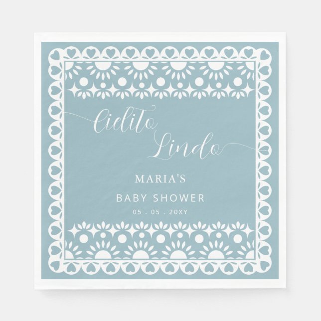Mexican Papel Picado Cielito Lindo Baby Shower Napkins (Front)
