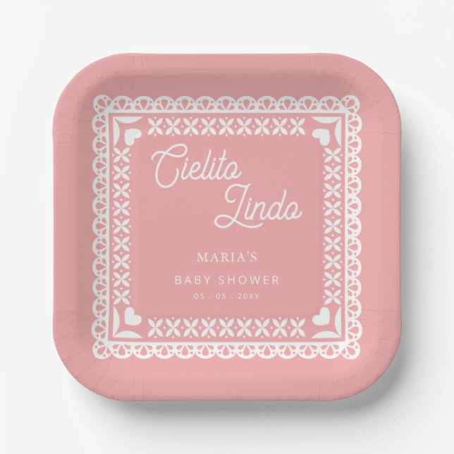 Mexican Papel Picado Cielito Lindo Baby Shower Paper Plates (Front)