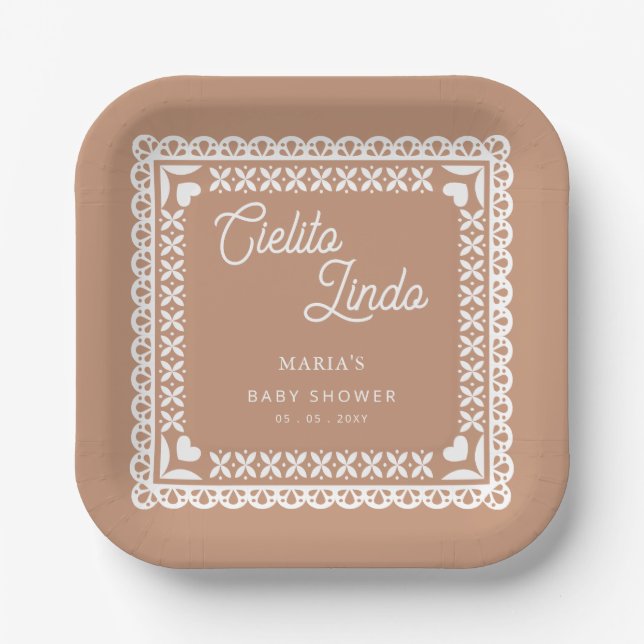 Mexican Papel Picado Cielito Lindo Baby Shower Paper Plates (Front)