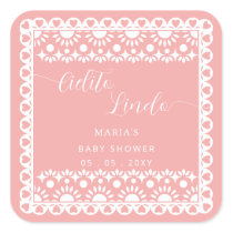 Mexican Papel Picado Cielito Lindo Baby Shower Square Sticker