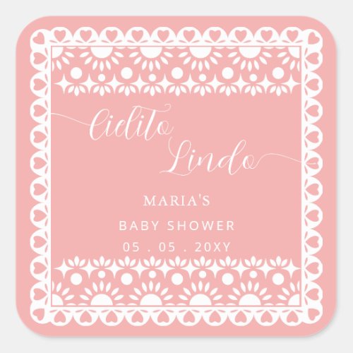 Mexican Papel Picado Cielito Lindo Baby Shower Square Sticker