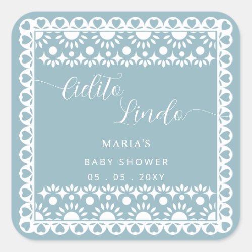 Mexican Papel Picado Cielito Lindo Baby Shower Square Sticker