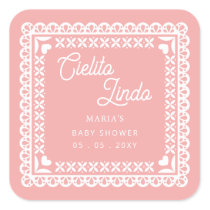 Mexican Papel Picado Cielito Lindo Baby Shower Square Sticker