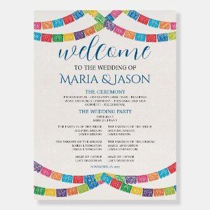 Mexican Papel Picado Colorful Boda Wedding Program Foam Board