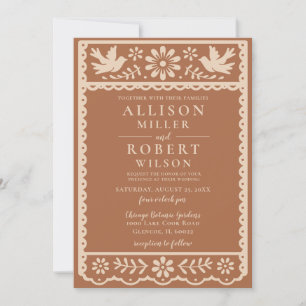 Mexican Papel Picado Terracotta Wedding Invitation