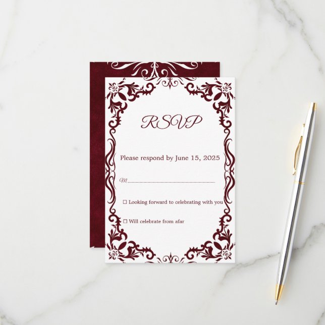 Mexican Papel Picado Wedding RSVP Card (Front/Back In Situ)