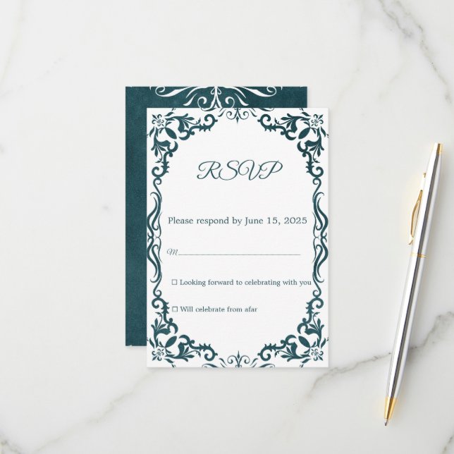 Mexican Papel Picado Wedding RSVP Card (Front/Back In Situ)