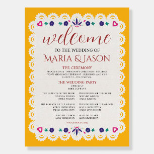 Mexican Papel Picado Yellow Boda Wedding Program Foam Board
