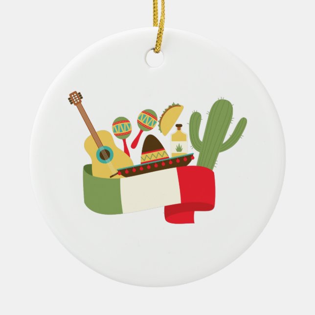 Mexican Party Ceramic Ornament (Front)