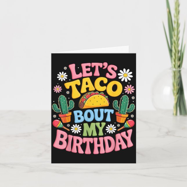 Mexican party cinco de mayo let's taco bout card (Front)