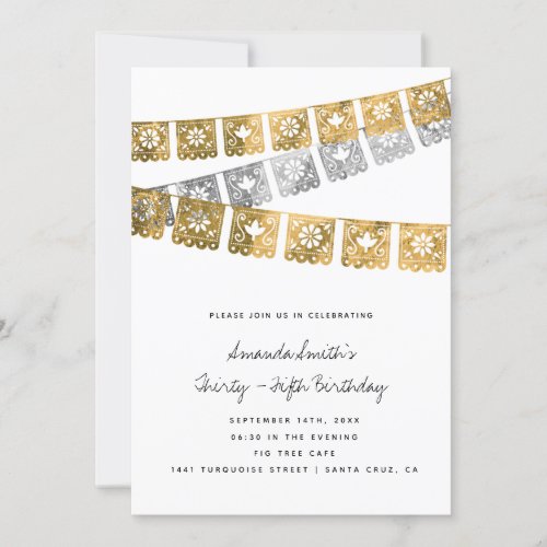 Mexican Party Faux Gold Foil Adult Birthday  Invitation - Fiesta Mexican Party Faux Gold Foil Adult Birthday Invitation 
Message me for any needed adjustment