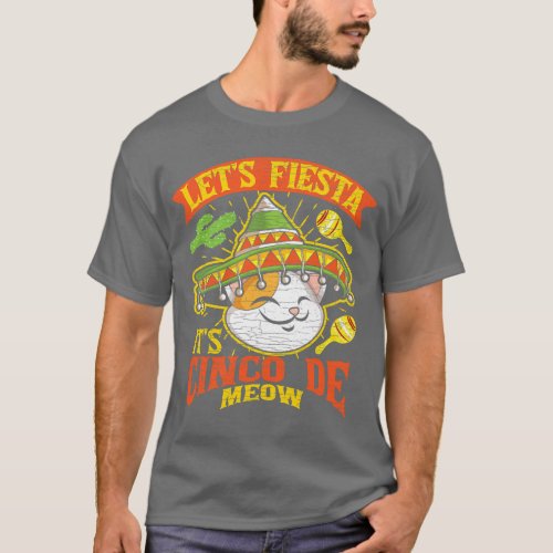 Mexican Party Sombrero Cat Cinco De Meow Mayo Lets T_Shirt