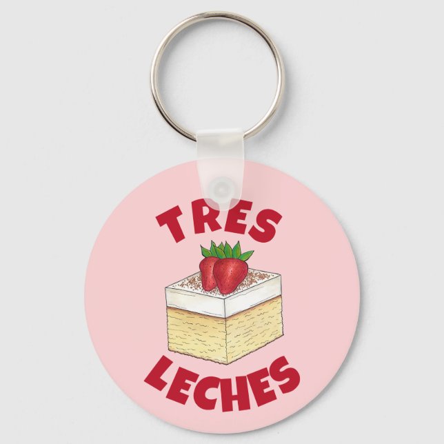 Mexican Pastel de Tres Leches Cake Baking Dessert Keychain (Front)
