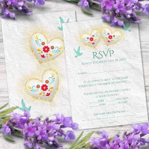 Mexican Pastel Hearts Flowers Doves Invitation