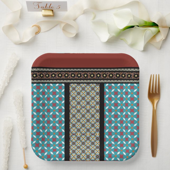 Mexican Patchwork Style 3 Paper Plates (Wedding)