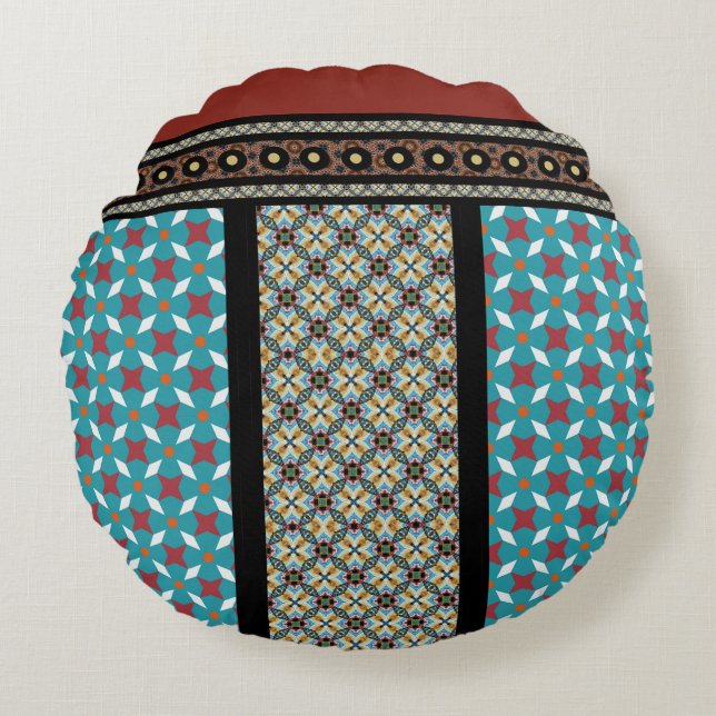 Mexican Patchwork Style 3 Round Pillow (Front)