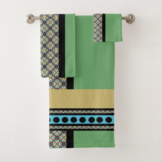 Mexican Patchwork Style Bath Towel Set (Insitu)