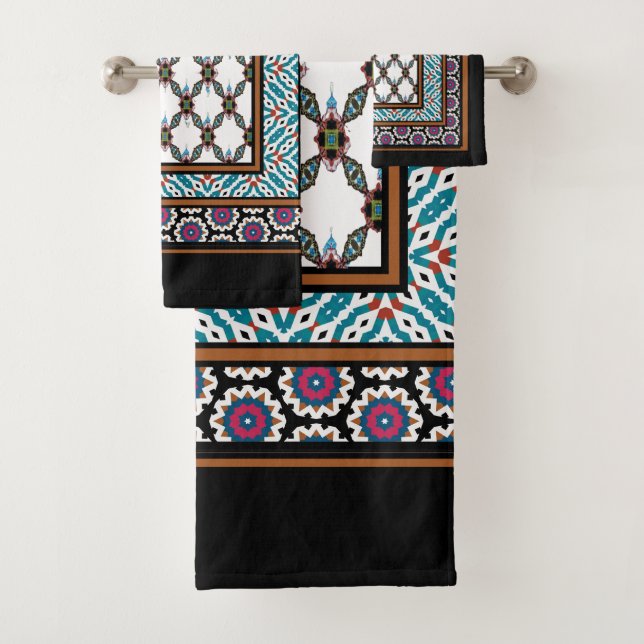 Mexican Patchwork Style Bath Towel Set (Insitu)