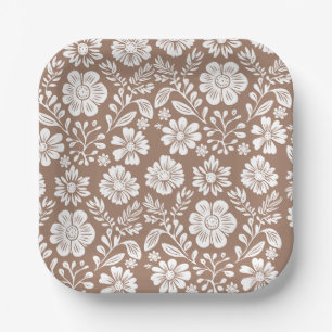 Mexican Pattern Baby Shower Terracotta Paper Plates