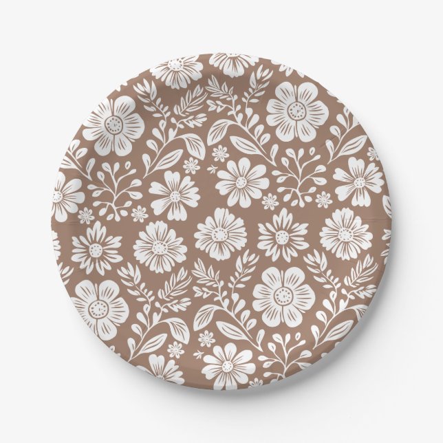 Mexican Pattern Baby Shower Terracotta Paper Plates (Front)