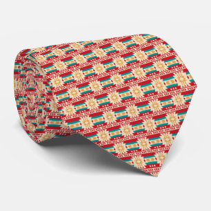 Mexican Pattern in Beige and Red Neck Tie