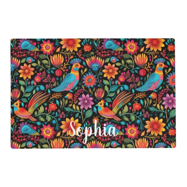 Mexican pattern script name placemat (Front)