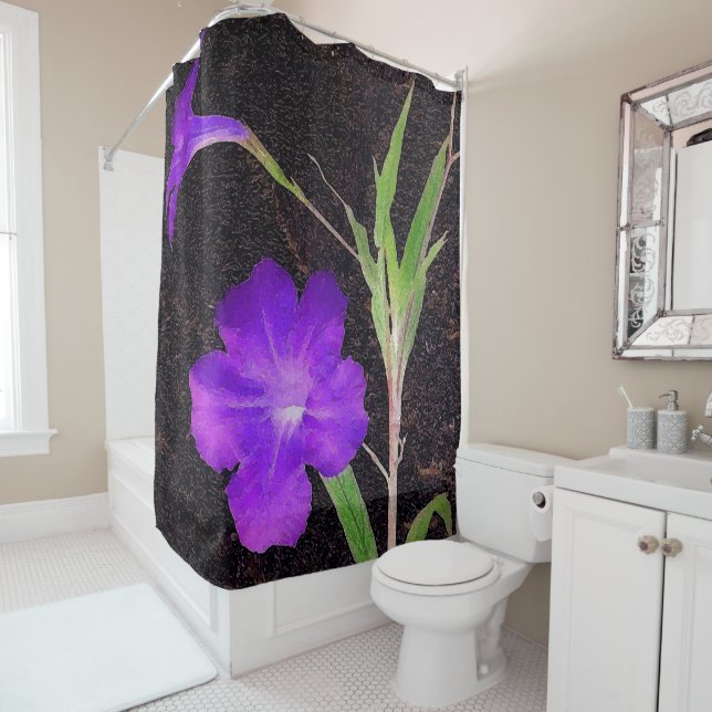 Mexican Petunia Purple Shower Curtain (In Situ)