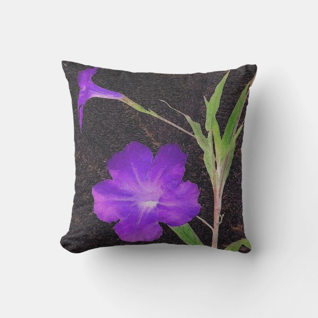 Mexican Petunia Purple Throw Pillow (Front)