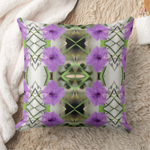 Mexican Petunias and Latticework Throw Pillow