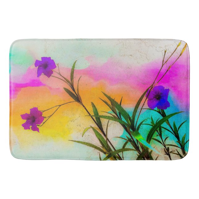 Mexican Petunias Love Color Bath Mat (Front)