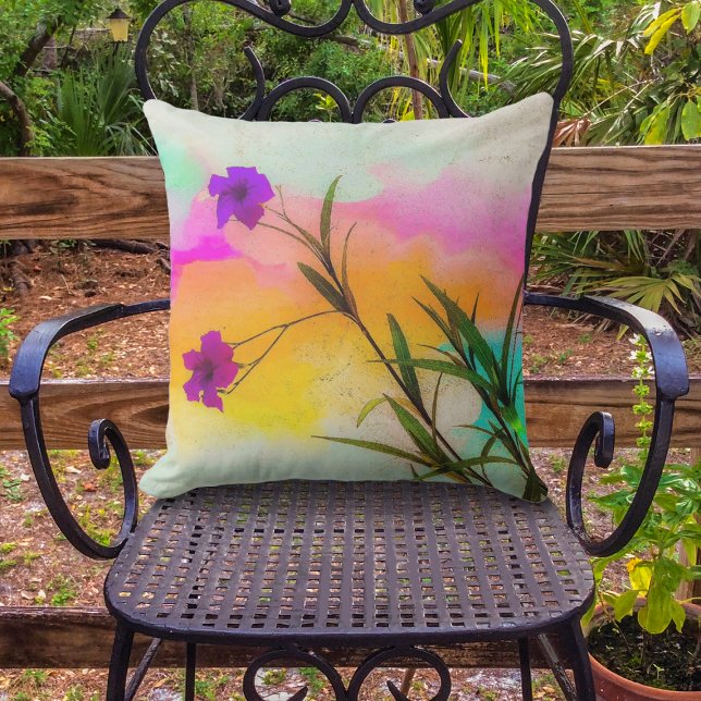 Mexican Petunias Love Color Outdoor Pillow (Creator Uploaded)