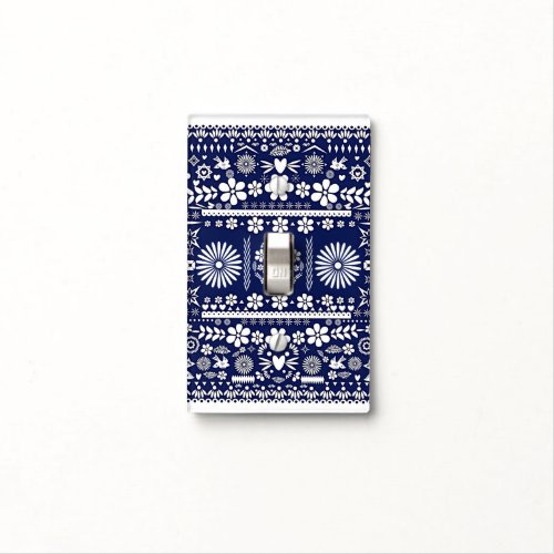 Mexican Picado Blue Navy Cut Papel Paper Spanish Light Switch Cover