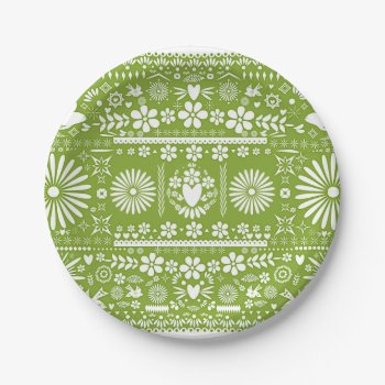 Mexican Picado Lime Avocado Green Wedding Marriage Paper Plates by printabledigidesigns at Zazzle