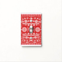 Mexican Picado Red & White Cut Papel Paper Spanish Light Switch Cover
