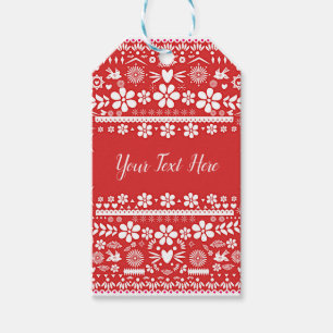 Mexican Picado Red & White Paper Wedding Marriage Gift Tags
