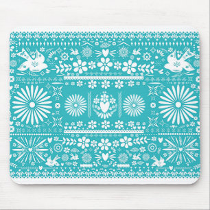 Mexican Picado Turquoise Teal Cut Paper Papel Mouse Pad