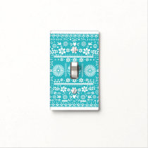 Mexican Picado Turquoise Teal Cut Paper Spanish Light Switch Cover