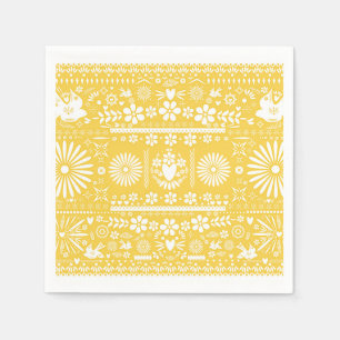 Mexican Picado Yellow White Paper Wedding Marriage Napkins