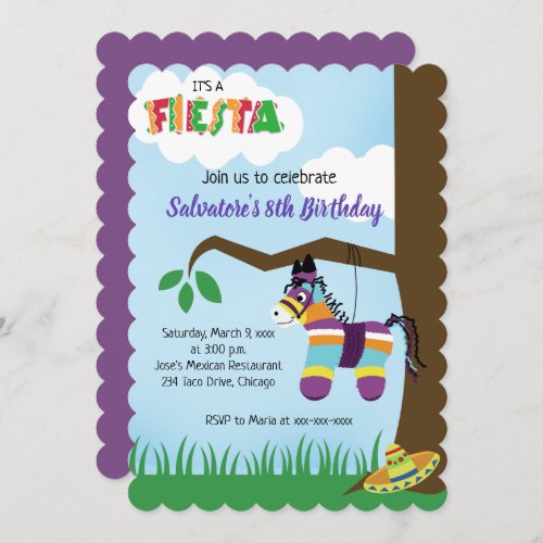 Mexican Pinata Fiesta Any Age Birthday Invitation