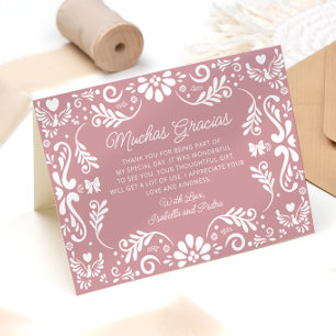Mexican Pink Baby Shower Thank You Card