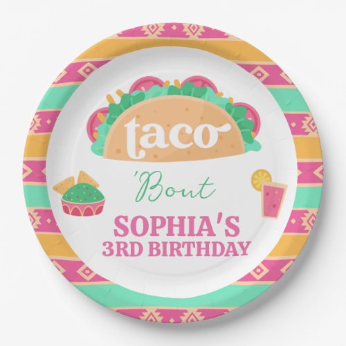 Mexican Pink Fiesta Taco Bout Birthday Paper Plate