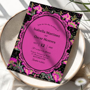 Mexican pink floral fiesta wedding  invitation