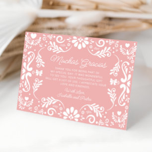 Mexican Pink Girl Baby Shower Thank You Card