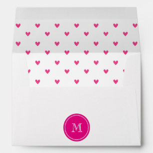 Mexican Pink Glitter Hearts with Monogram Envelope