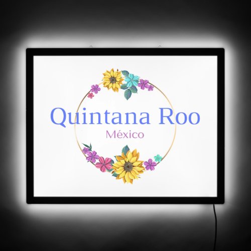 Mexican Pink Watercolor Flowers Quintana Roo  LED Sign