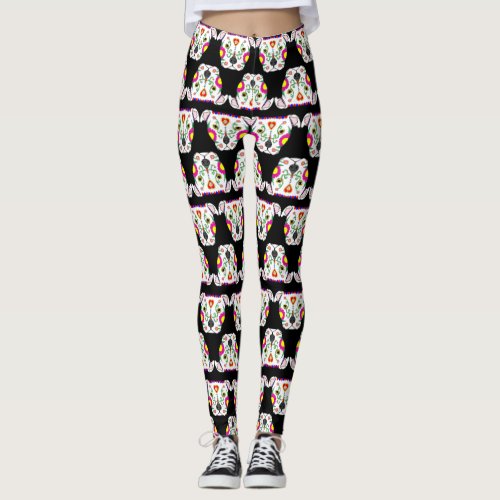 Mexican Pitbull Pattern Black Leggings