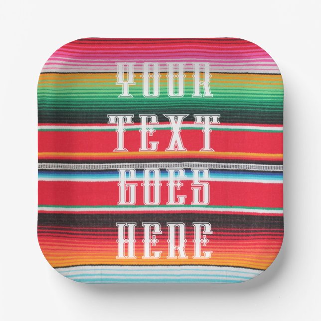 Mexican poncho blanket cinco de mayo  paper plates (Front)